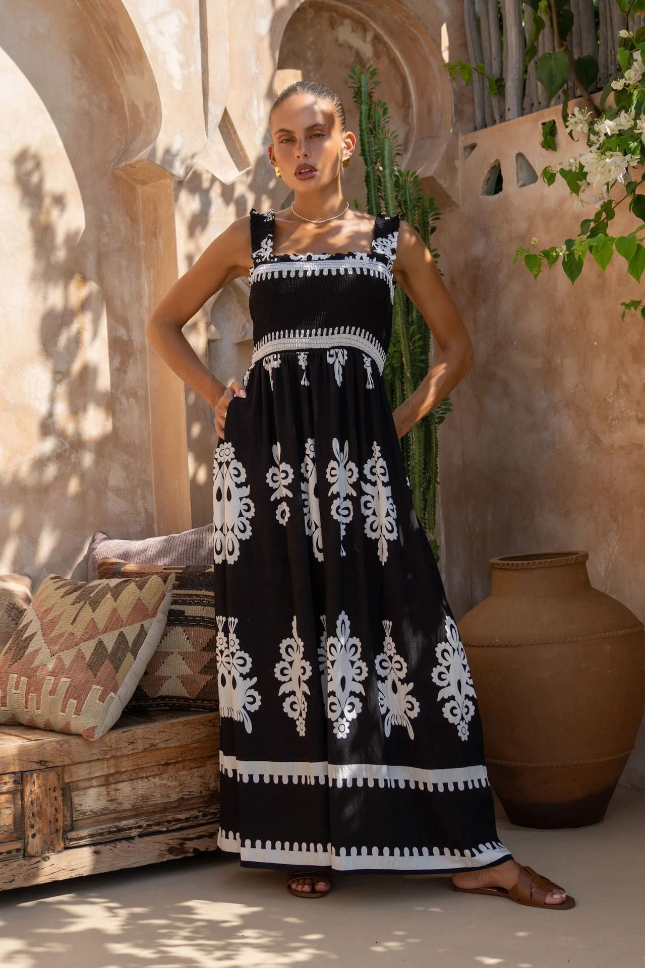 Lena Maxikleid Sommer Damen - Ärmelloses Riemchendesign - Fließender Stoff für Strand & Freizeit-5