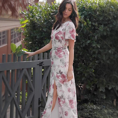Lena Floral Maxikleid Damen - Schlanker Schnitt, Blumendruck, Lange Kleider Sommer-2