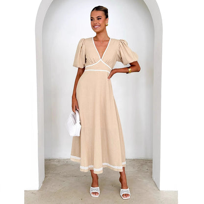 Variant image for Orion Festliches Damenkleid Mit V-Ausschnitt Und Puffärmeln – Elegantes Kleid Für Hochzeitsgast Und Besondere Anlässe-11