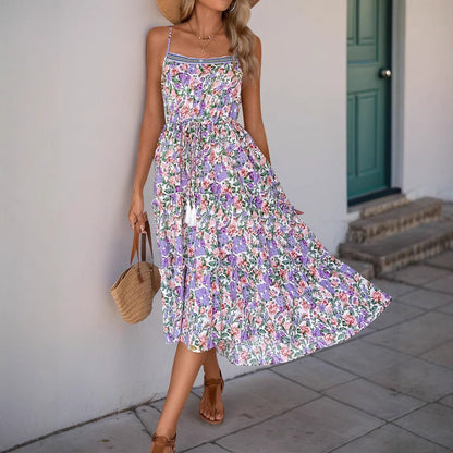Variant image for Lena Damen Midi Kleid - Blumendruck Rüschensaum für Frühling/Sommer - Elegante Sommerkleider für Damen-1