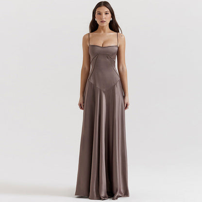 Variant image for Lena Abendkleid Lang Aus Satin – A-Linie Mit Spaghetti-Trägern Für Elegante Anlässe-9