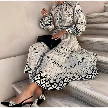 Lena Damen Midi Kleid - Elegantes Sommerkleid mit Gürtel für Hochzeitsgast und besondere Anlässe-3