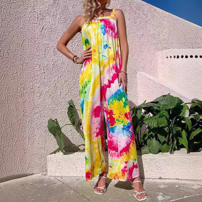 Variant image for Lena Damen Jumpsuit - Leichter Ärmelloser Overall mit Weitem Bein für Sommer Freizeit-1