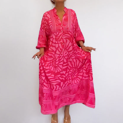 Variant image for Lena Damen Sommerkleid - Lockerer Midi Stil mit Knopffront und Rollärmeln für Freizeit und Sommer-1
