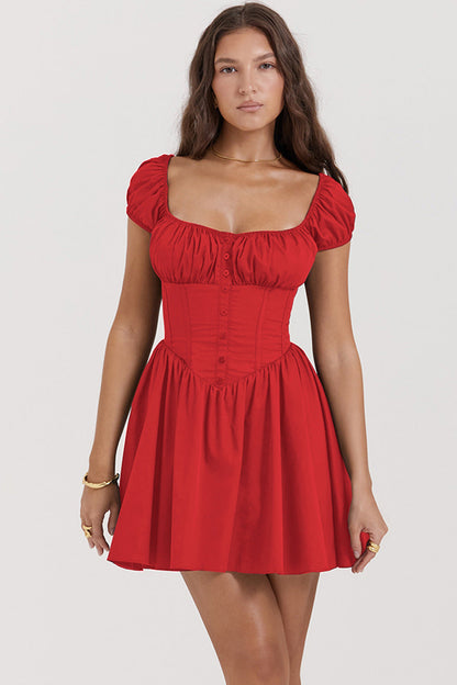 Variant image for Damen Mini Kleid Schwarz Größe M Baumwollmischung mit Puffärmeln und quadratischem Ausschnitt-9