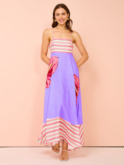 Variant image for Lena Damen Midi Kleid - Smocked Mieder - Paisley Print - A-Linie - Sommerkleider für Freizeit und Urlaub-21