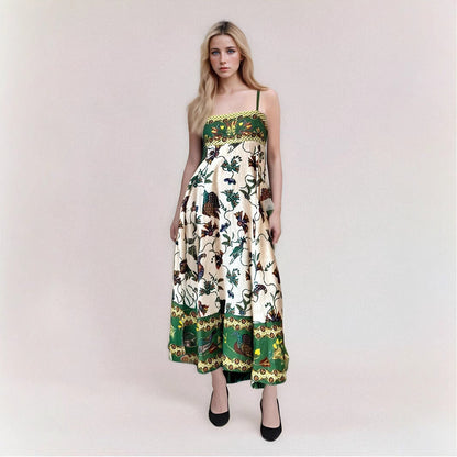 Lena Maxikleid für Frauen - Trägerlos - Hohe Taille - Abstrakter Druck - Leicht und Fließend-5