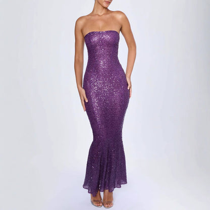 Lena Abendkleid Lang - Trägerloses Meerjungfrau-Design mit Pailletten für Abiball und Hochzeiten-5