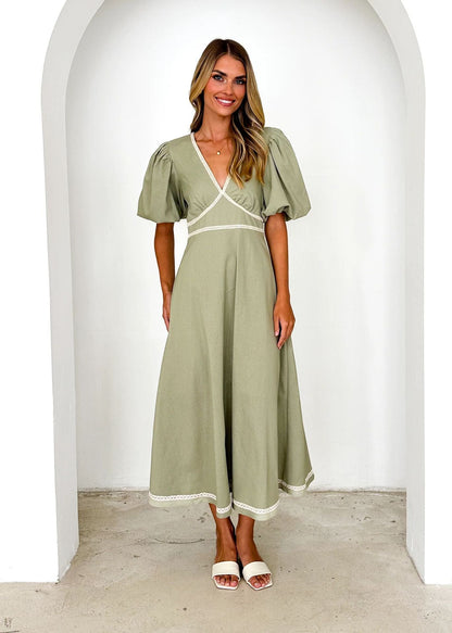 Variant image for Orion Festliches Damenkleid Mit V-Ausschnitt Und Puffärmeln – Elegantes Kleid Für Hochzeitsgast Und Besondere Anlässe-5