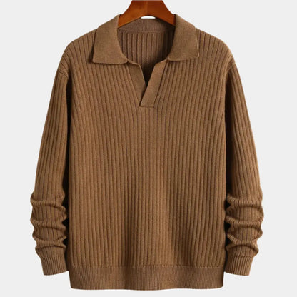 Herrenpullover Braun Größe M Chemische Faser V-Ausschnitt Vertikales Muster-1