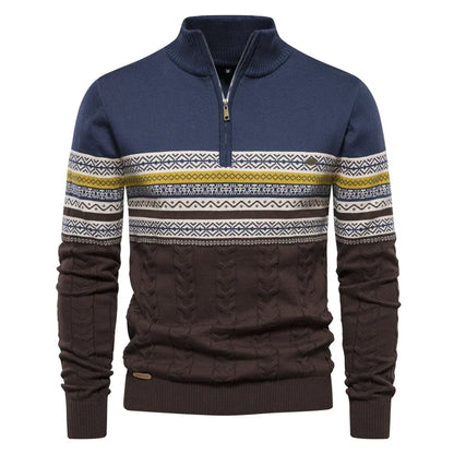Herren Pullover Grau Größe M Retro-Muster Strickstoff-5
