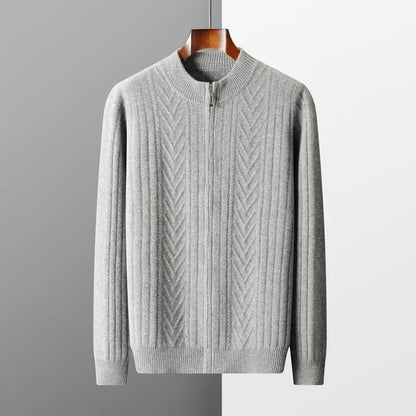 Herrenpullover Grau Größe M Wollmischung Kabelstrick Design-2
