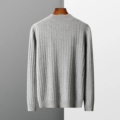 Herrenpullover Grau Größe M Wollmischung Kabelstrick Design-3