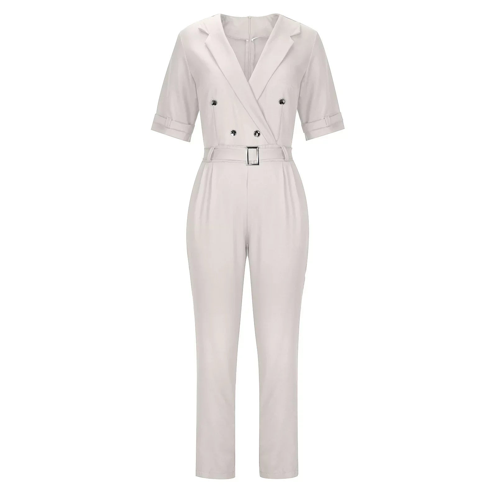 Variant image for Lena Jumpsuit Damen Elegant - Doppelbrust Wrap Design - V-Ausschnitt - Kurzarm - Schwarz - Perfekt Für Festliche Anlässe-1