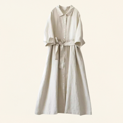 Alet – Elegantes Damenkleid im Hemdblusen-Stil aus Leinen für Hochzeitsgast und festliche Anlässe-1