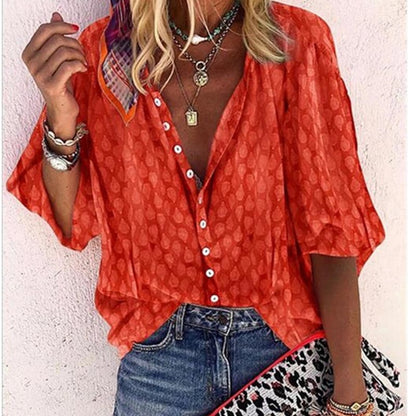 Variant image for Anna Damenbluse - Lässige V-Ausschnitt Bluse Mit 3/4-Ärmeln Für Den Sommer - Leichte Damen Blusen-29